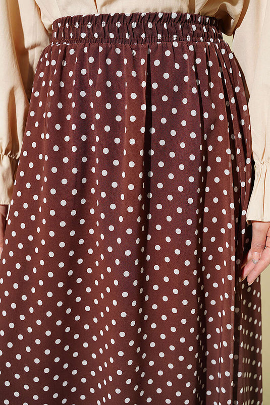 Jupe en chiffon à pois marron
