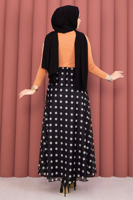 Black Polka Dot Chiffon Tulle Skirt