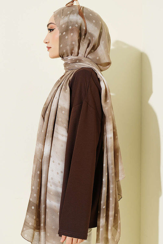 Foulard dégradé à pois beige