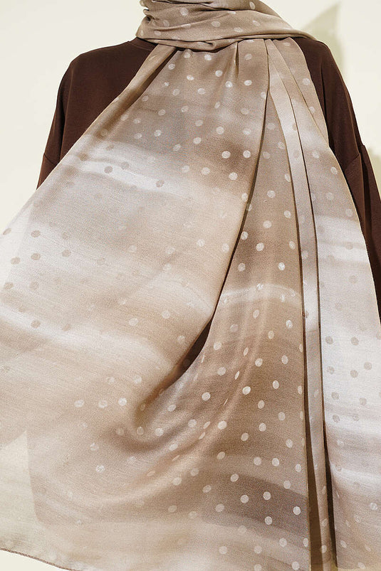 Foulard dégradé à pois beige