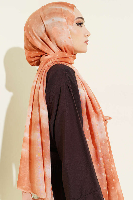 Foulard dégradé à pois camel