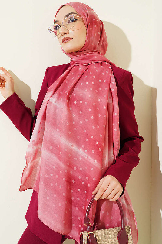 Foulard dégradé à pois rose