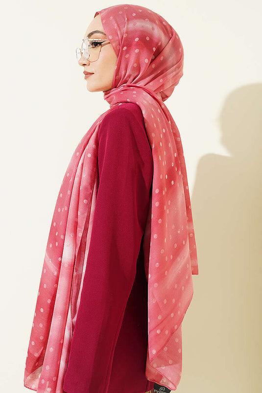 Foulard dégradé à pois rose