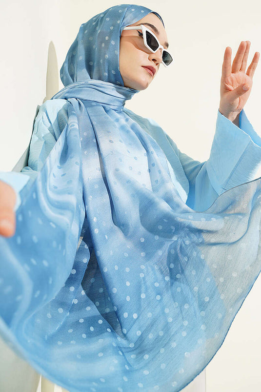 Foulard dégradé à pois turquoise