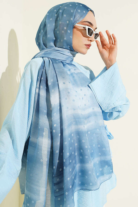 Foulard dégradé à pois turquoise