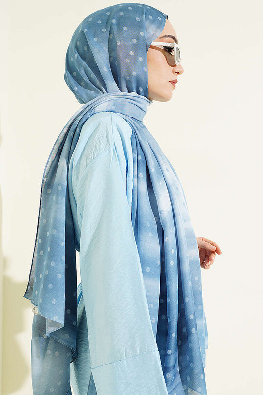 Foulard dégradé à pois turquoise