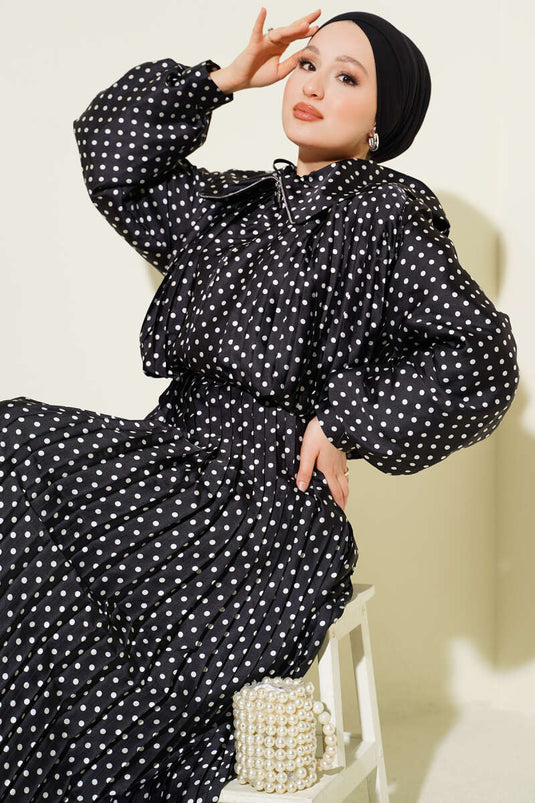 Completo Due Pezzi con Gonna a Pois Nero