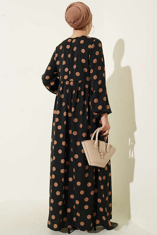 Punkte Rüschen Kleid Latte
