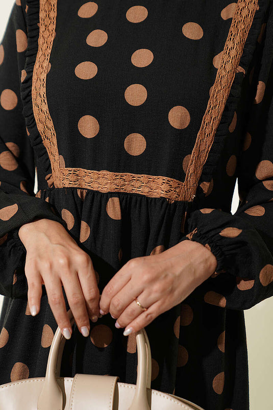 Punkte Rüschen Kleid Latte