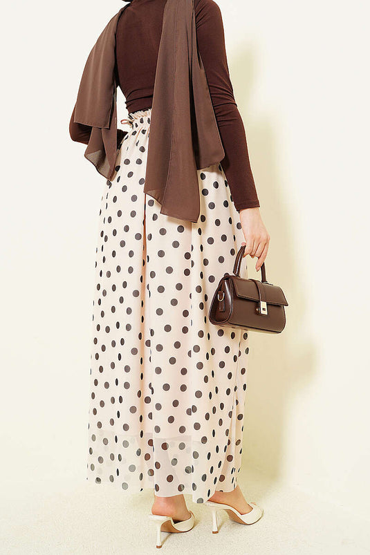 Jupe en chiffon à pois beige