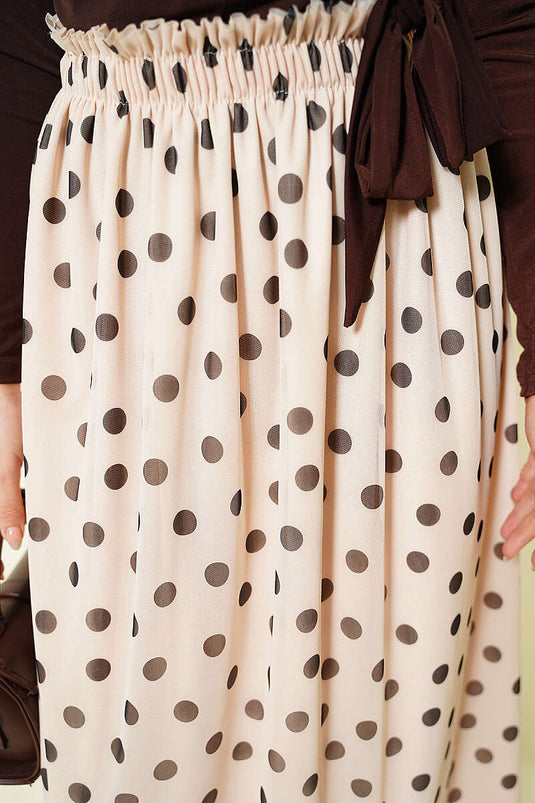 Jupe en chiffon à pois beige