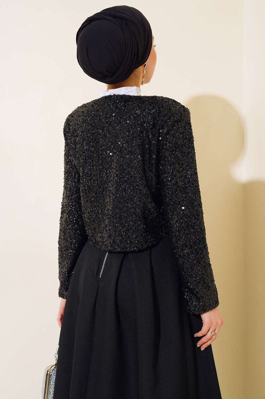 Veste Ruban À Paillettes Noir