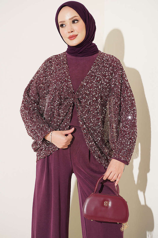 Lila Pailletten Dreierset
