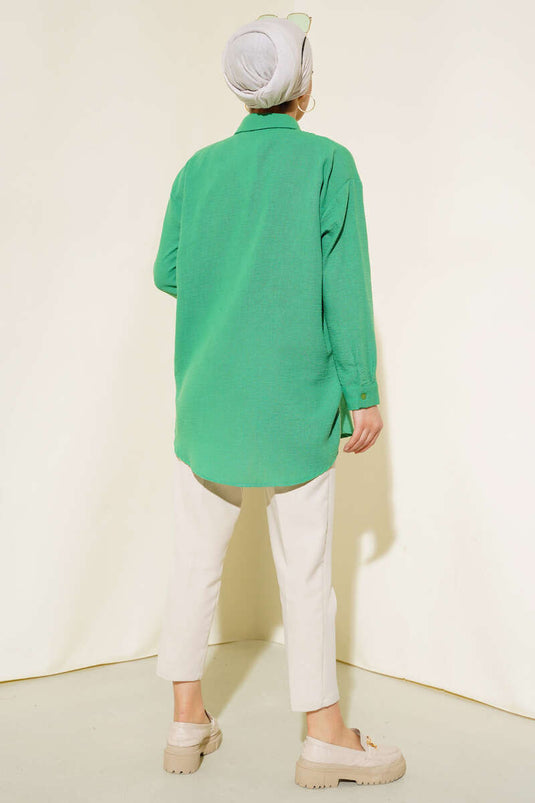 Pullu Nakışlı Gömlek Yeşil