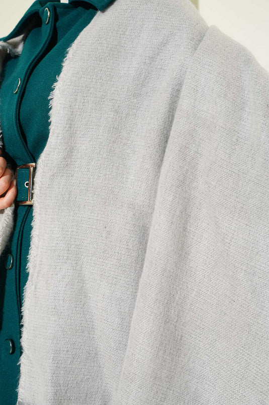 Püskül Detaylı Omuz Şalı Gri