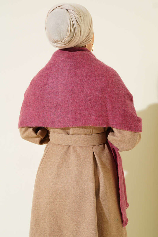 Püskül Detaylı Omuz Şalı Gül Kurusu