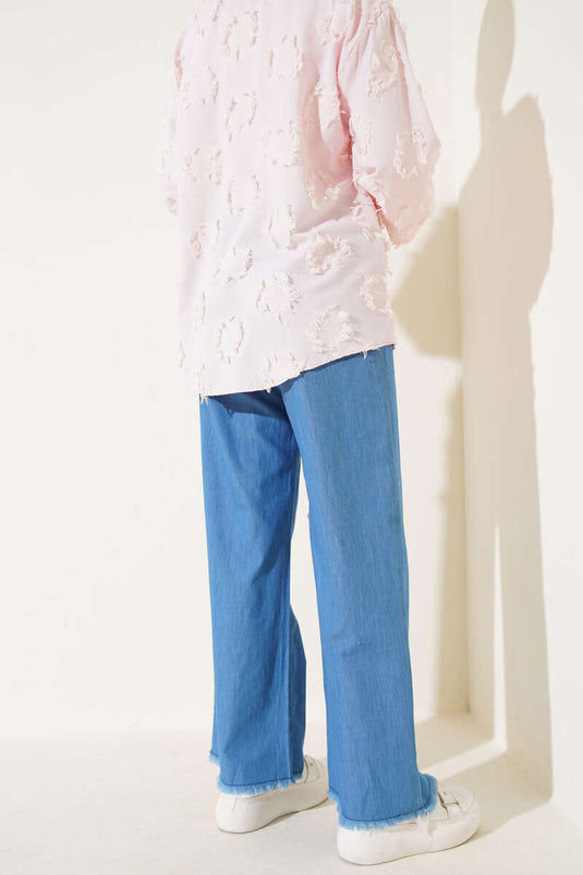 Tassel Detailed Trousers Denim Blue