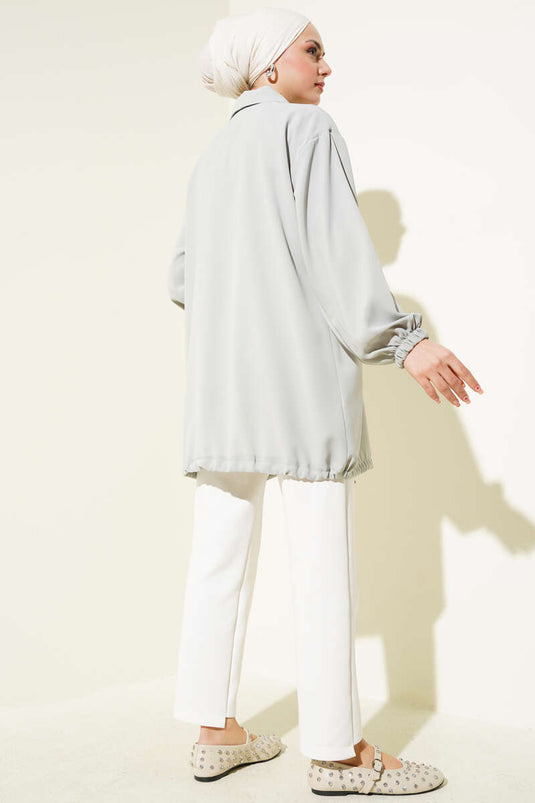 Tassel Stone Zippered Cape Mint