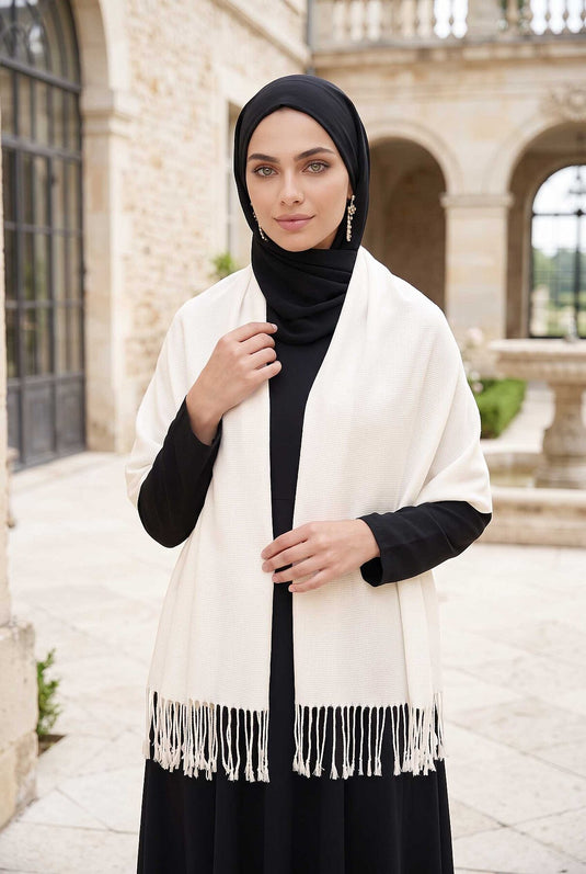 Écharpe À Franges Beige Pour Épaule