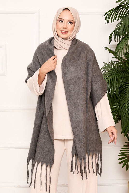 Tasselled Shoulder Shawl Fume