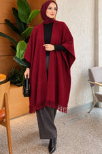 Écharpe À Franges En Tricot Bordeaux