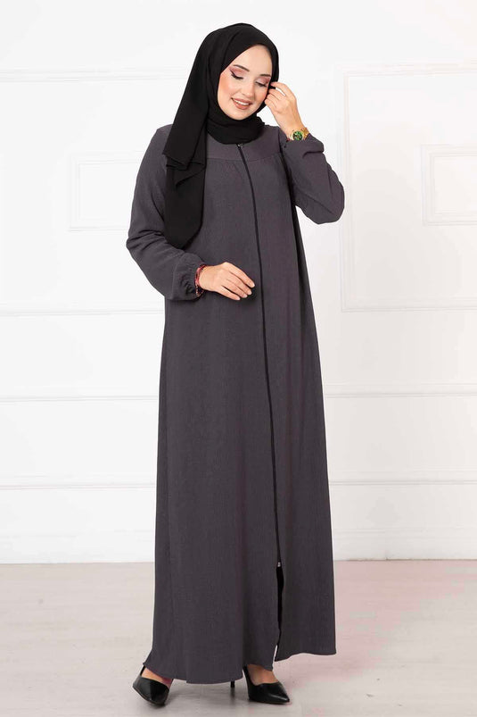 Abaya à cordon de serrage confortable, fumée