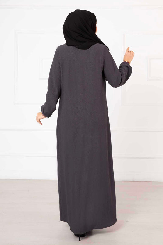 Abaya à cordon de serrage confortable, fumée