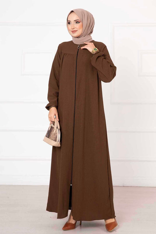 Abaya à cordon de serrage confortable marron