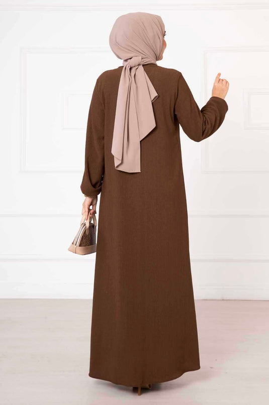 Abaya à cordon de serrage confortable marron