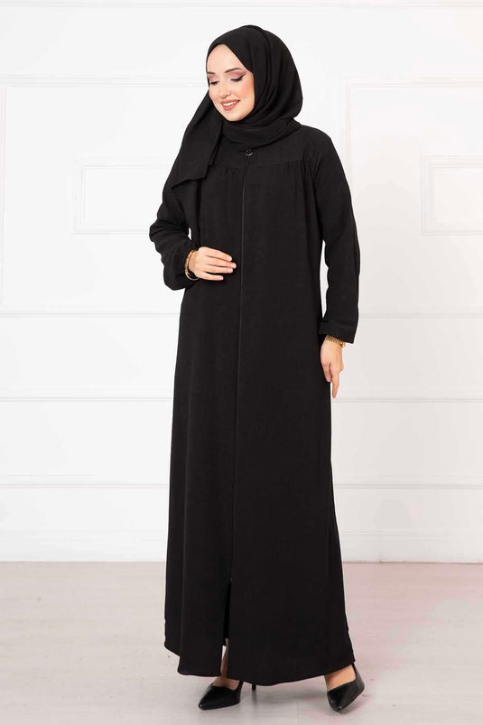 Abaya à cordon de serrage confortable noir