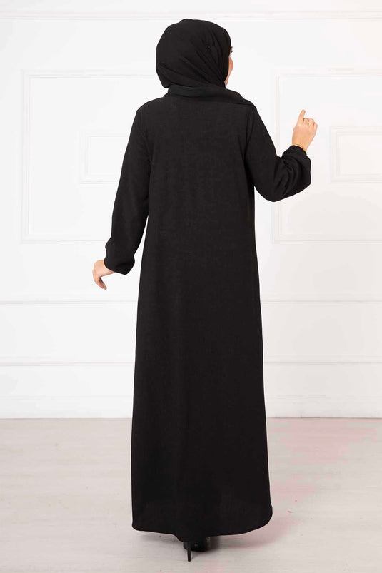 Abaya à cordon de serrage confortable noir