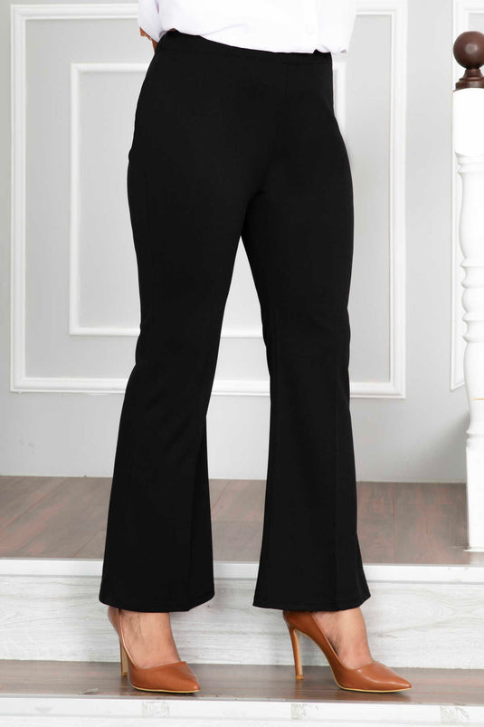 Pantalon Évasé Coupe Confortable Noir