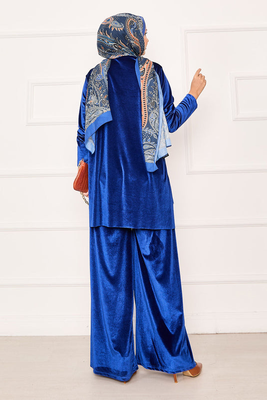 Comfortable Velvet Two Piece Suit Saxe