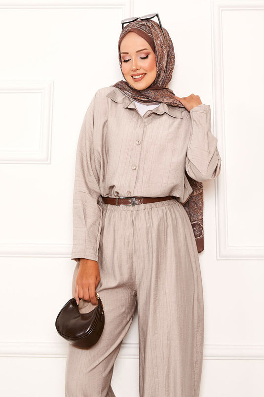 Ensemble pantalon Shalwar coupe décontractée beige