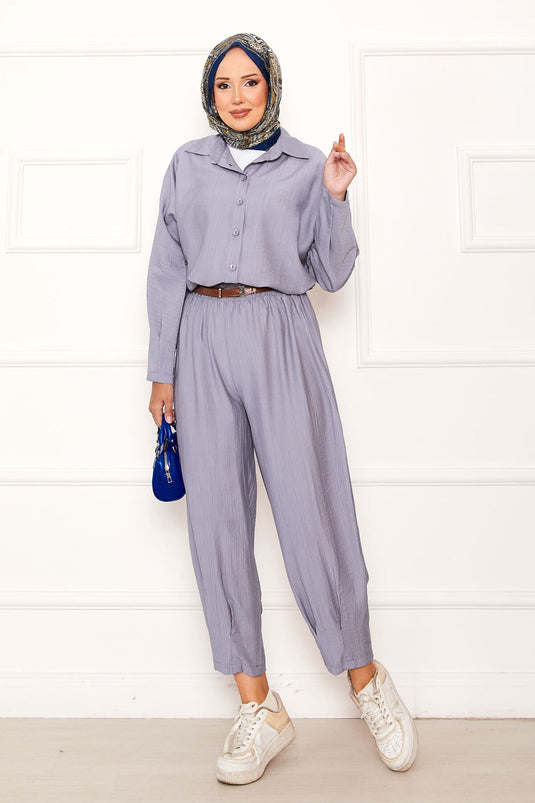 Relaxed Fit Shalwar Trouser Suit Gray