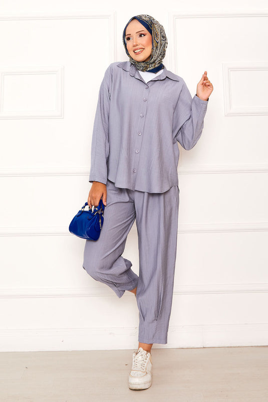 Relaxed Fit Shalwar Trouser Suit Gray