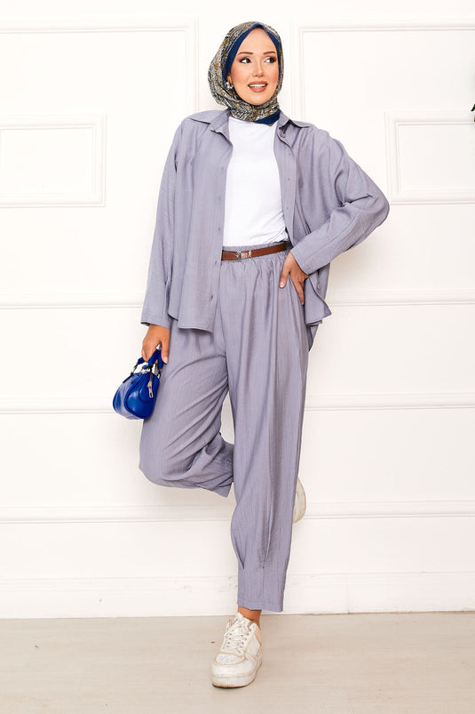 Relaxed Fit Shalwar Trouser Suit Gray