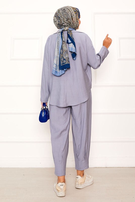 Relaxed Fit Shalwar Trouser Suit Gray