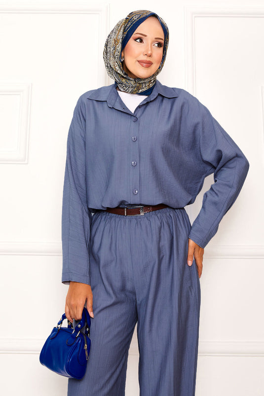 Costume pantalon Shalwar coupe décontractée bleu
