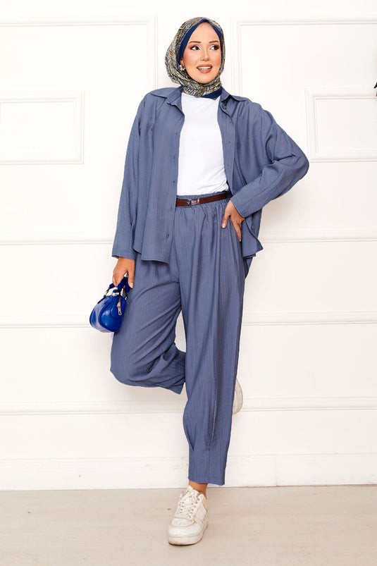 Costume pantalon Shalwar coupe décontractée bleu