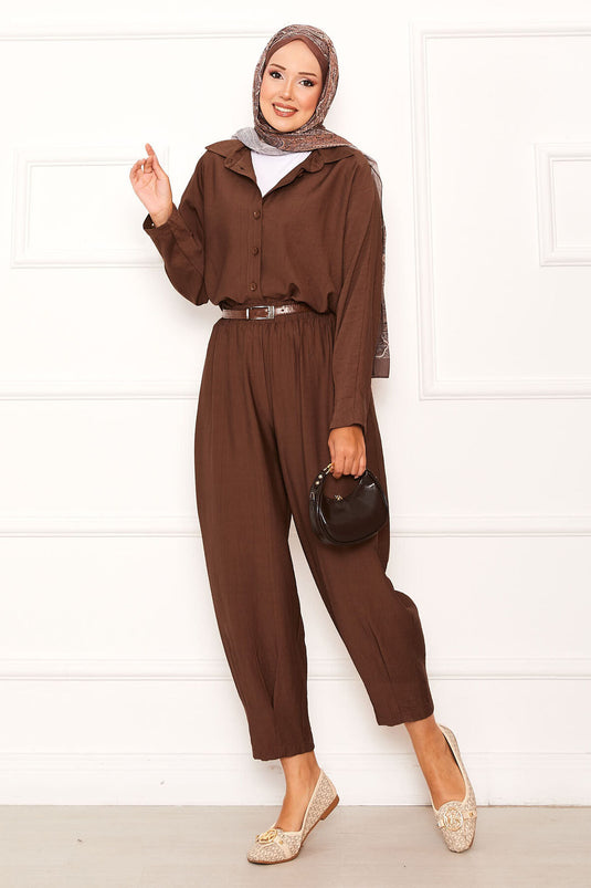Relaxed Fit Shalwar Trouser Suit in Tan