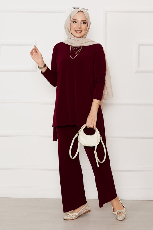 Casual Fit Double Sandy Suit Claret Red