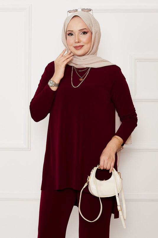 Casual Fit Double Sandy Suit Claret Red