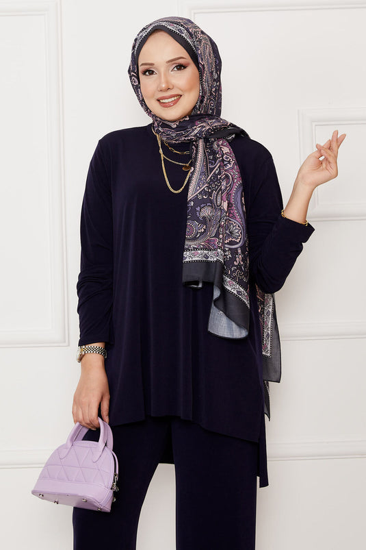 Costume deux pièces Sandy coupe décontractée bleu marine