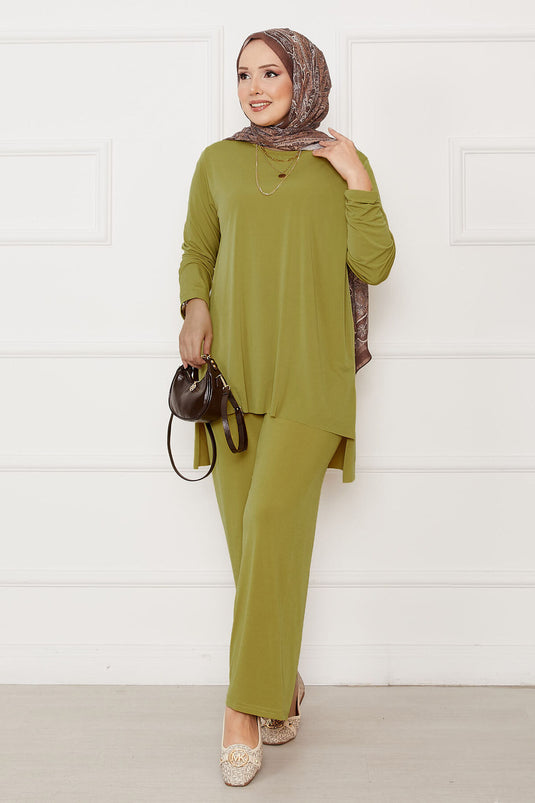 Casual Fit Double Sandy Set Ölgrün