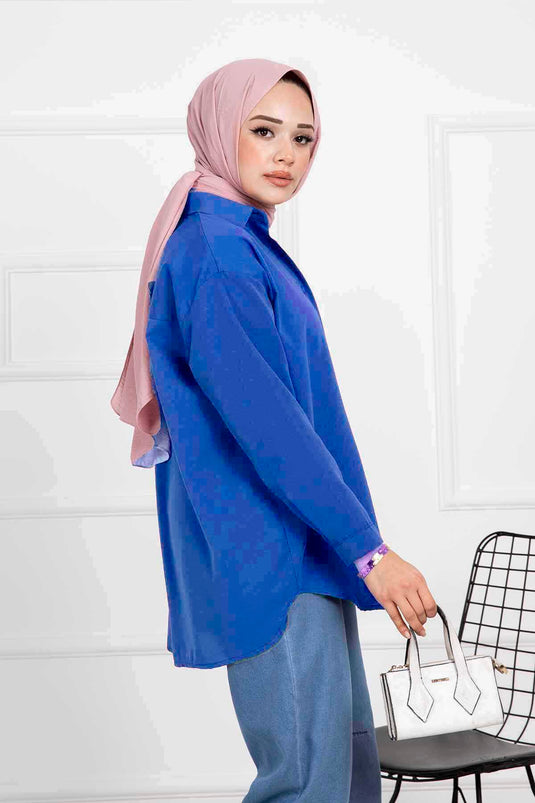 Chemise Hijab Coupe Confortable Bleu