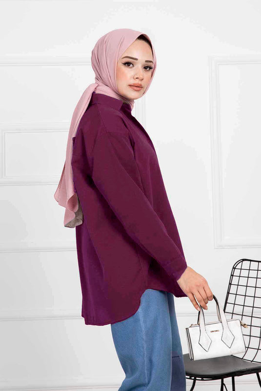 Chemise Hijab Coupe Confortable Prune