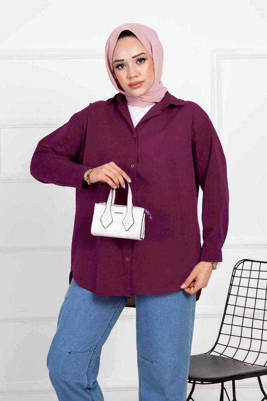 Chemise Hijab Coupe Confortable Prune