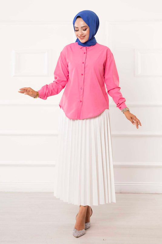 Chemise Hijab Coupe Confortable Rose