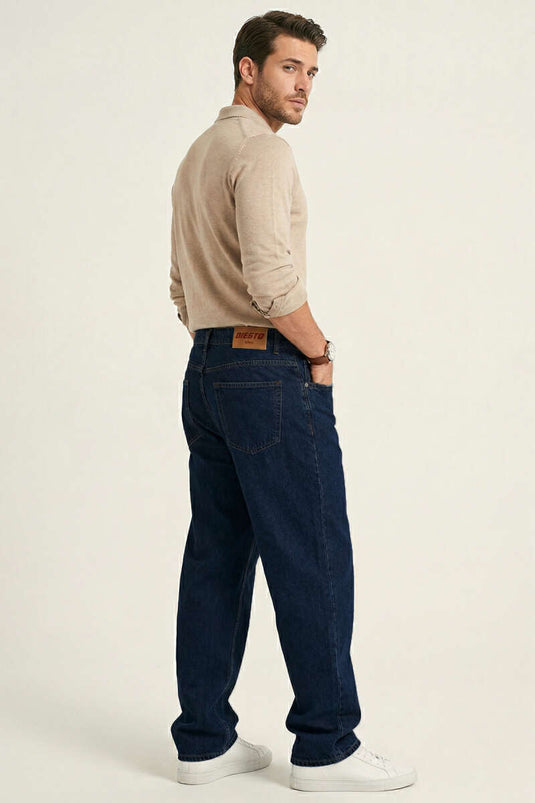 Regular Fit Men's Jeans with Pockets Navy Blue